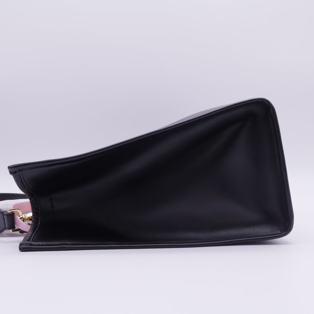 Sunshine Large Leather Handbag in Black Brown twins