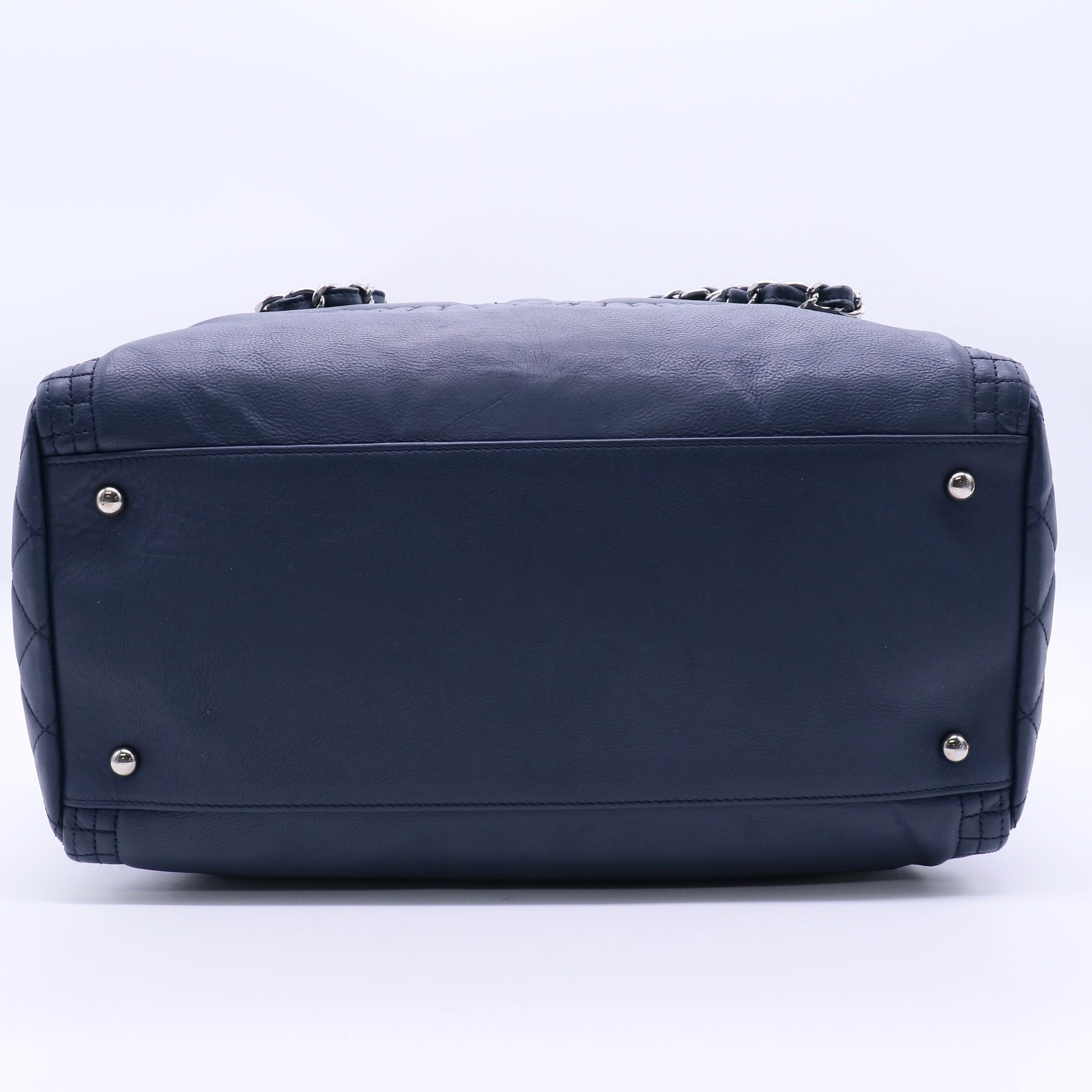 Chanel Lambskin Coco Open Tote Blue Bag Twins LDJ3218