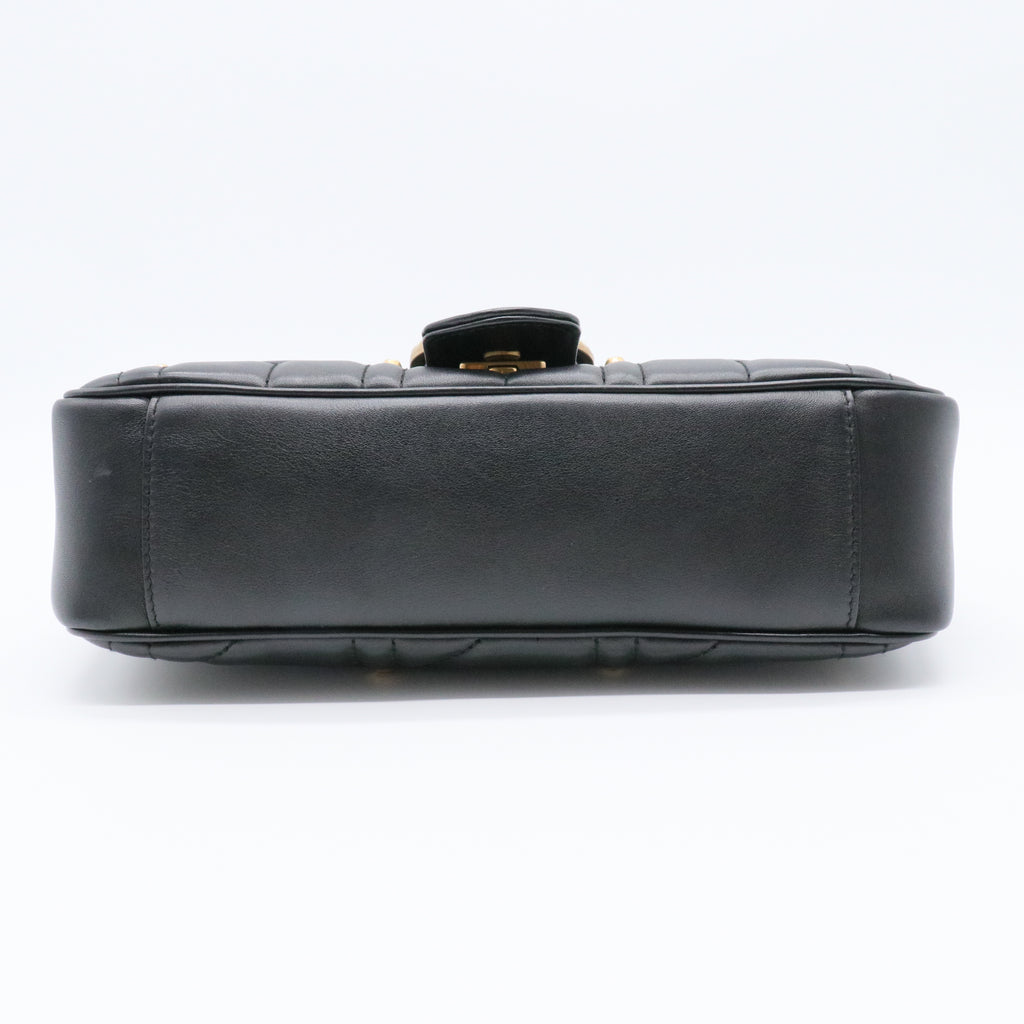 Pearly GG Marmont Flap Bag Embellished Matelasse Leather Small