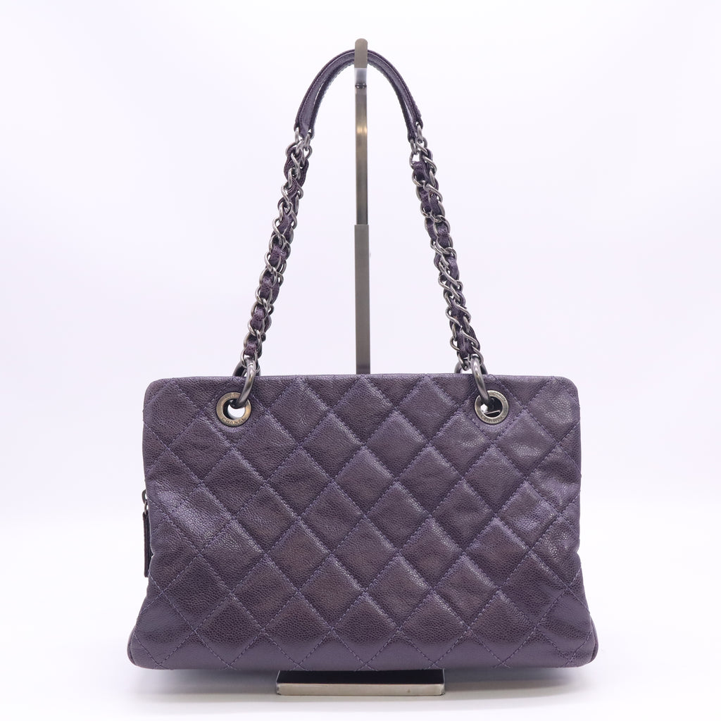 Chanel Purple Small Quilted Iridescent Caviar Chic Shopping Tote B24550