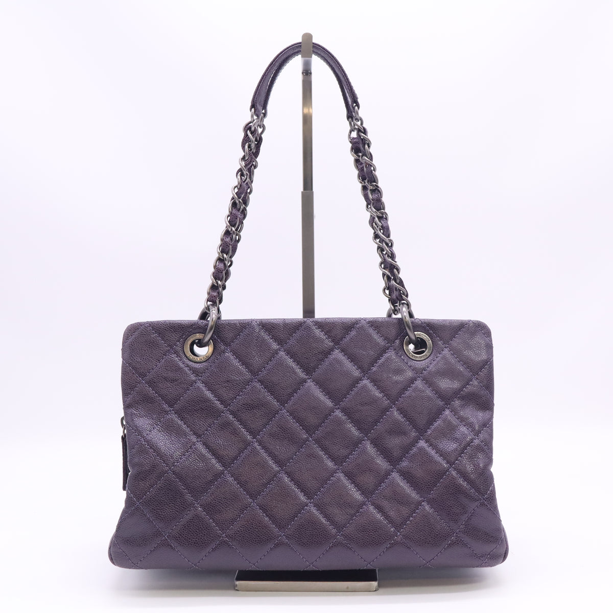 Chanel Purple Small Quilted Iridescent Caviar Chic Shopping Tote B24550