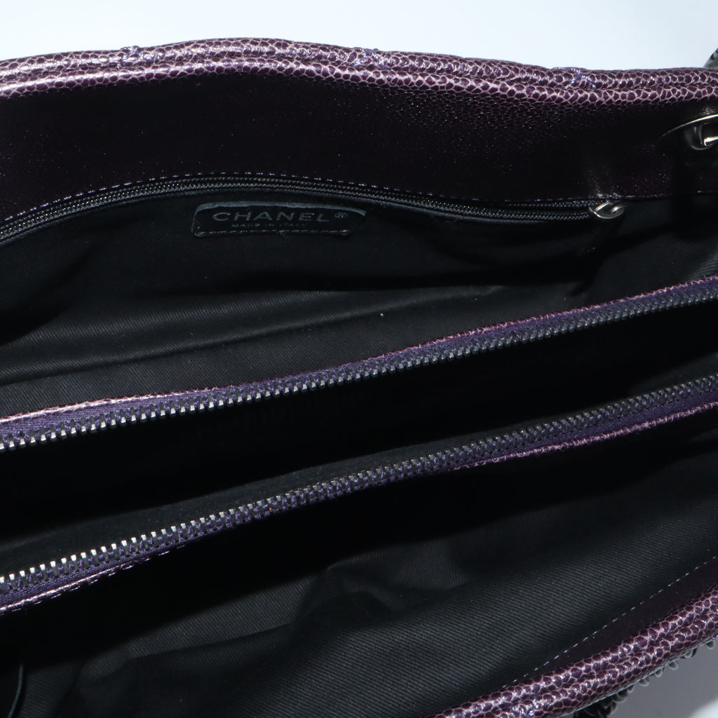 Chanel Purple Small Quilted Iridescent Caviar Chic Shopping Tote B24550