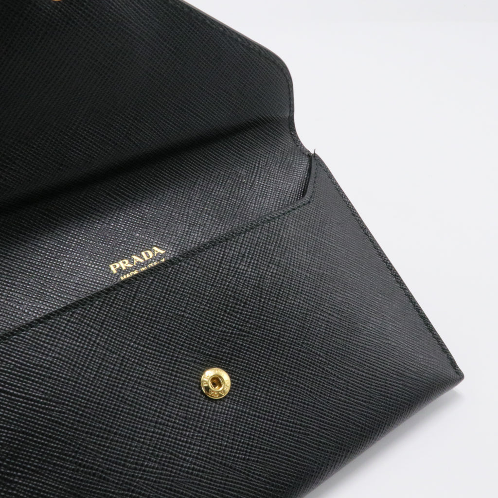 Prada Black/Blue Saffiano Leather Envelope Wallet