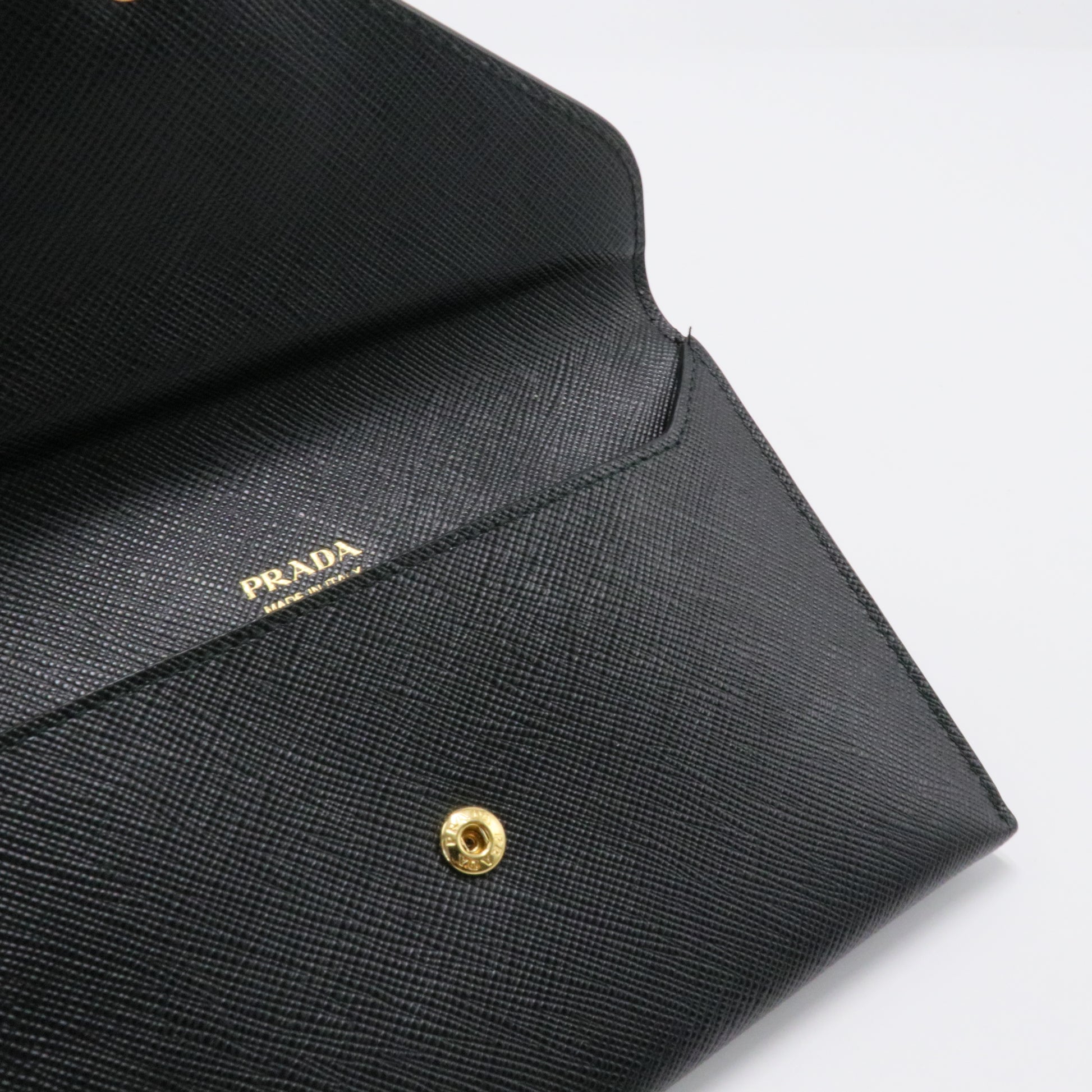 Prada Black/Blue Saffiano Leather Envelope Wallet