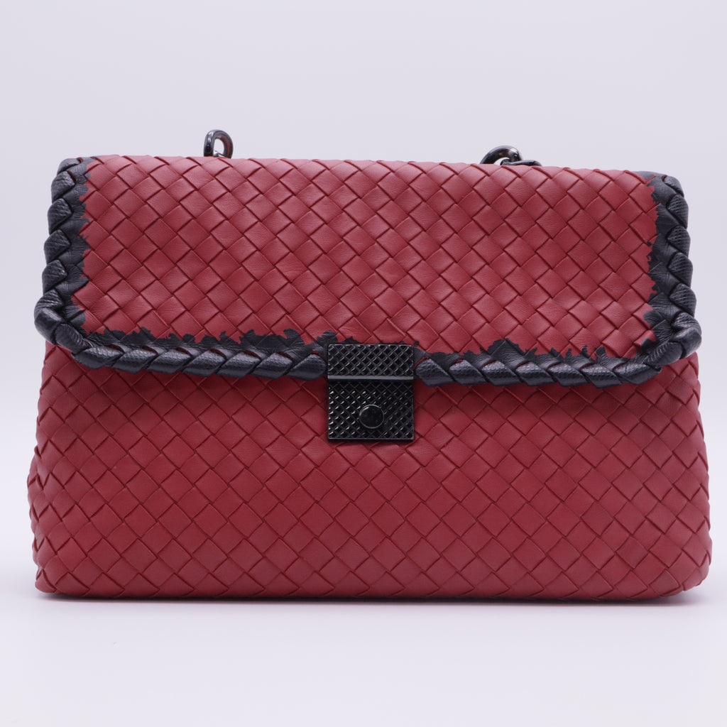 Red Black intrecciato Chain Shoulder Bag twins