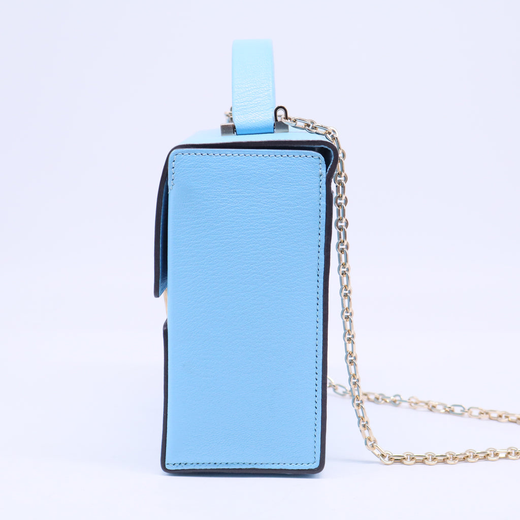 Hermes Candy Blue Leather Cinhetic Top Handle Boxy Bag b20442