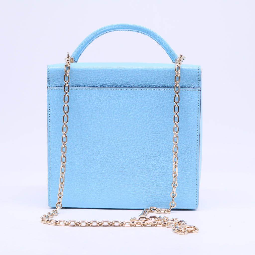 Hermes Candy Blue Leather Cinhetic Top Handle Boxy Bag b20442