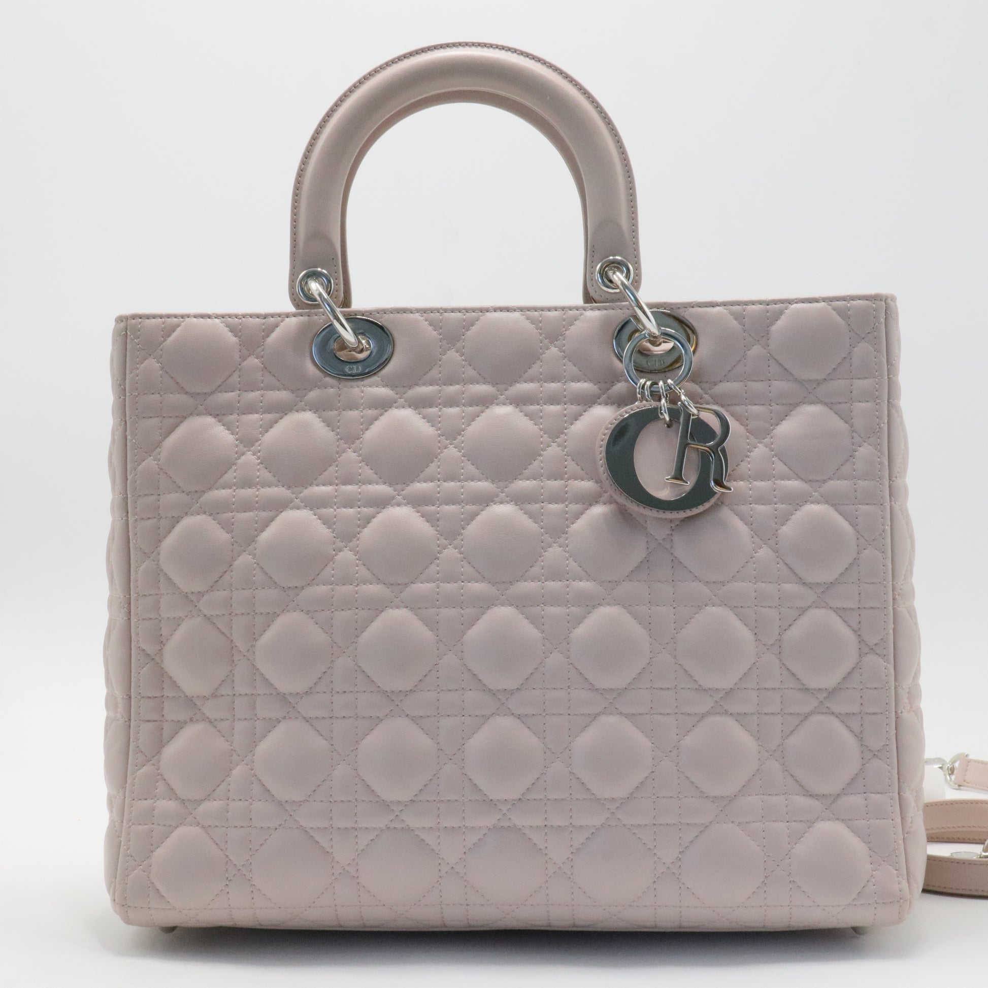 Lady Dior Large Handbag in Grey Cannage Leather