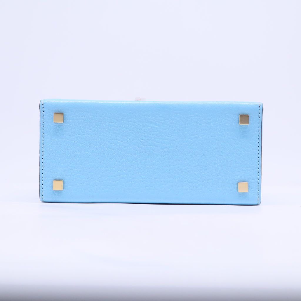 Hermes Candy Blue Leather Cinhetic Top Handle Boxy Bag b20442