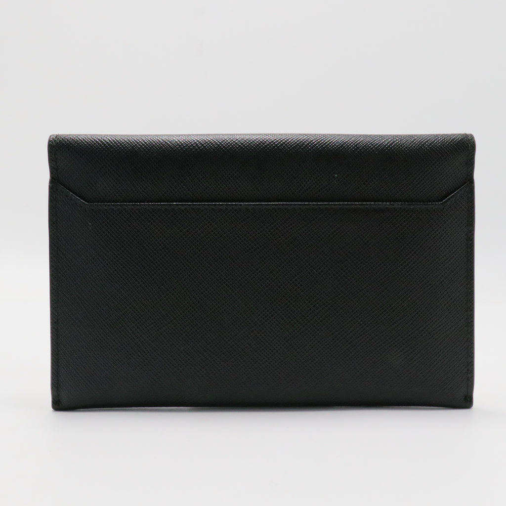 Prada Black/Blue Saffiano Leather Envelope Wallet