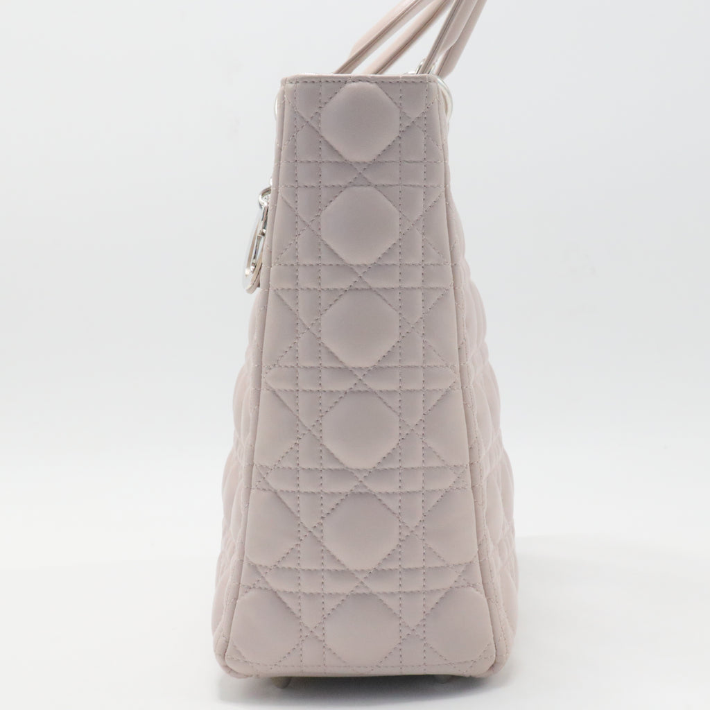 Lady Dior Large Handbag in Grey Cannage Leather