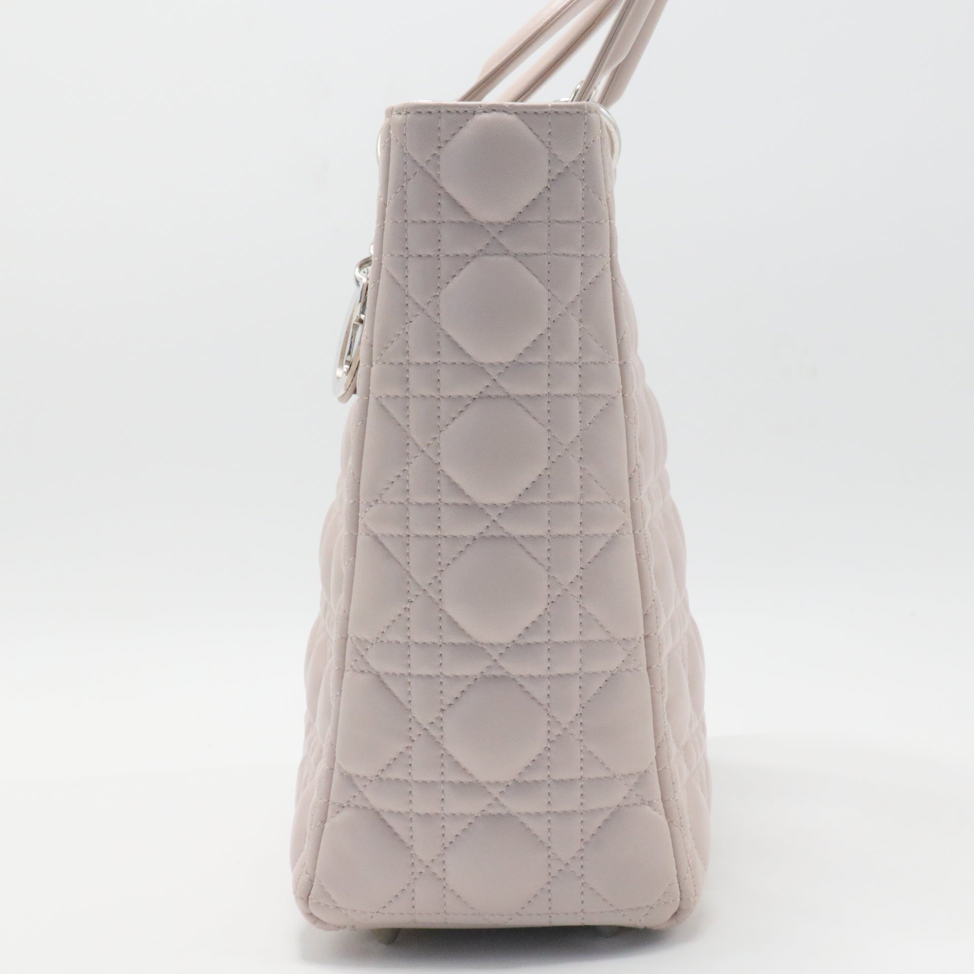 Lady Dior Large Handbag in Grey Cannage Leather