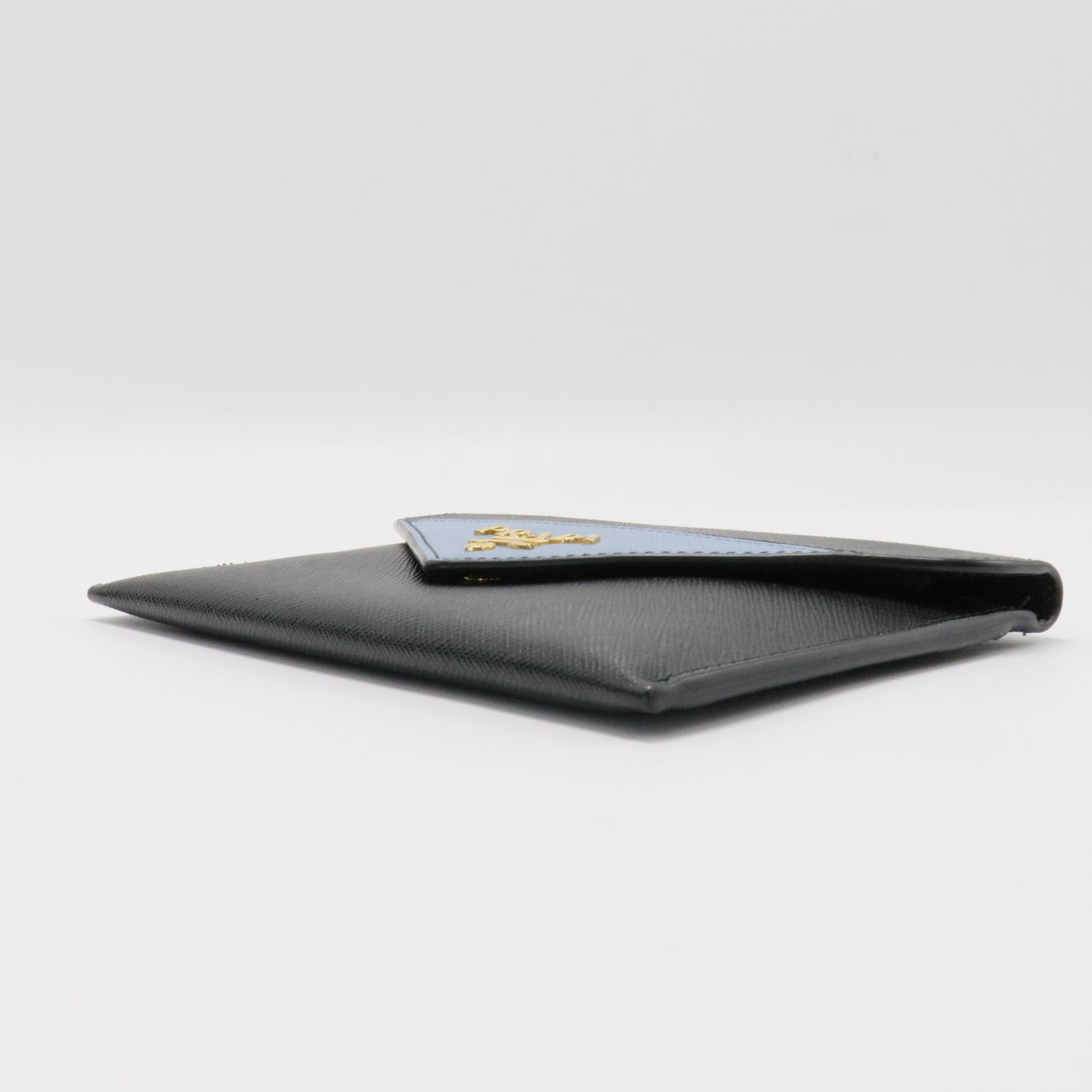Prada Black/Blue Saffiano Leather Envelope Wallet