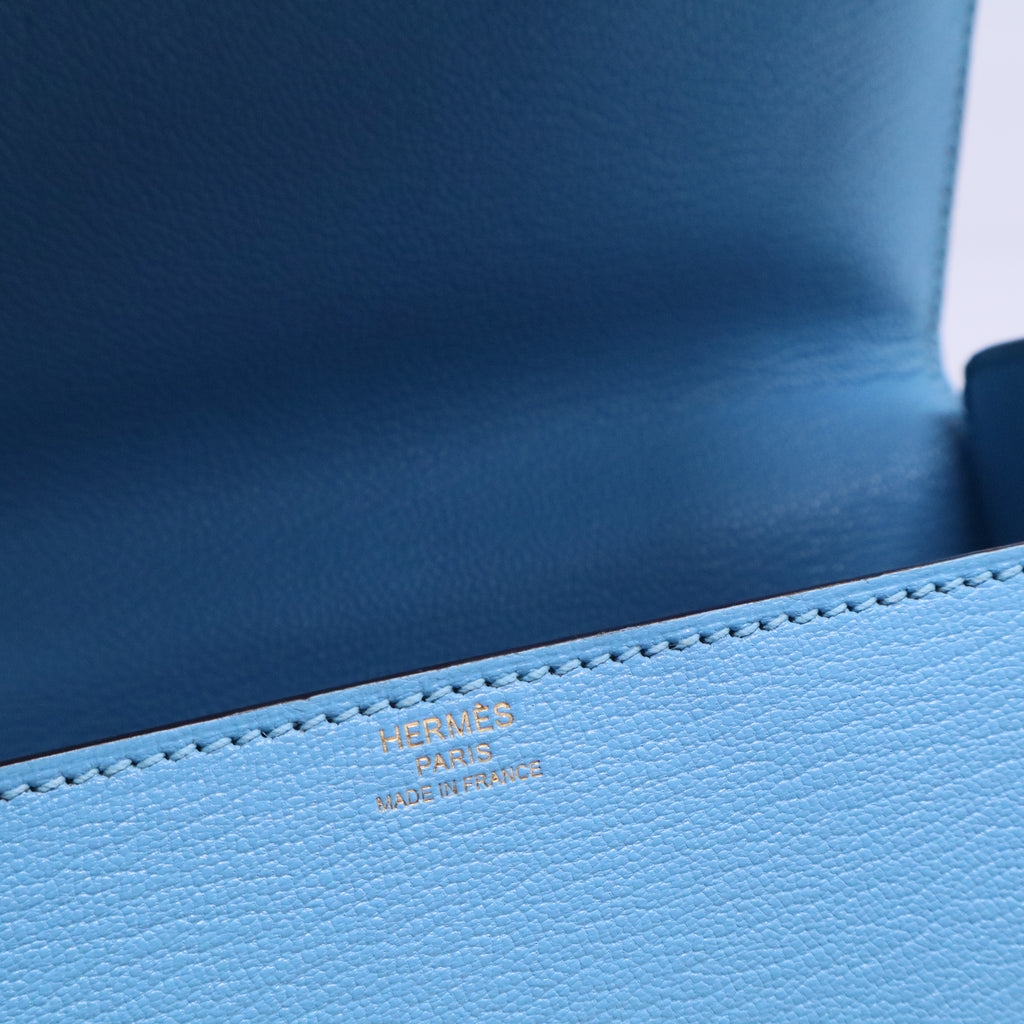 Hermes Candy Blue Leather Cinhetic Top Handle Boxy Bag b20442
