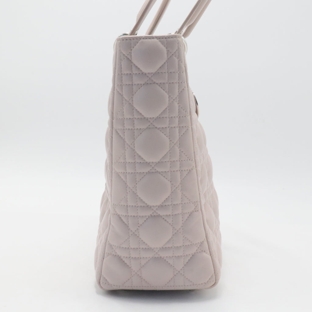 Lady Dior Large Handbag in Grey Cannage Leather