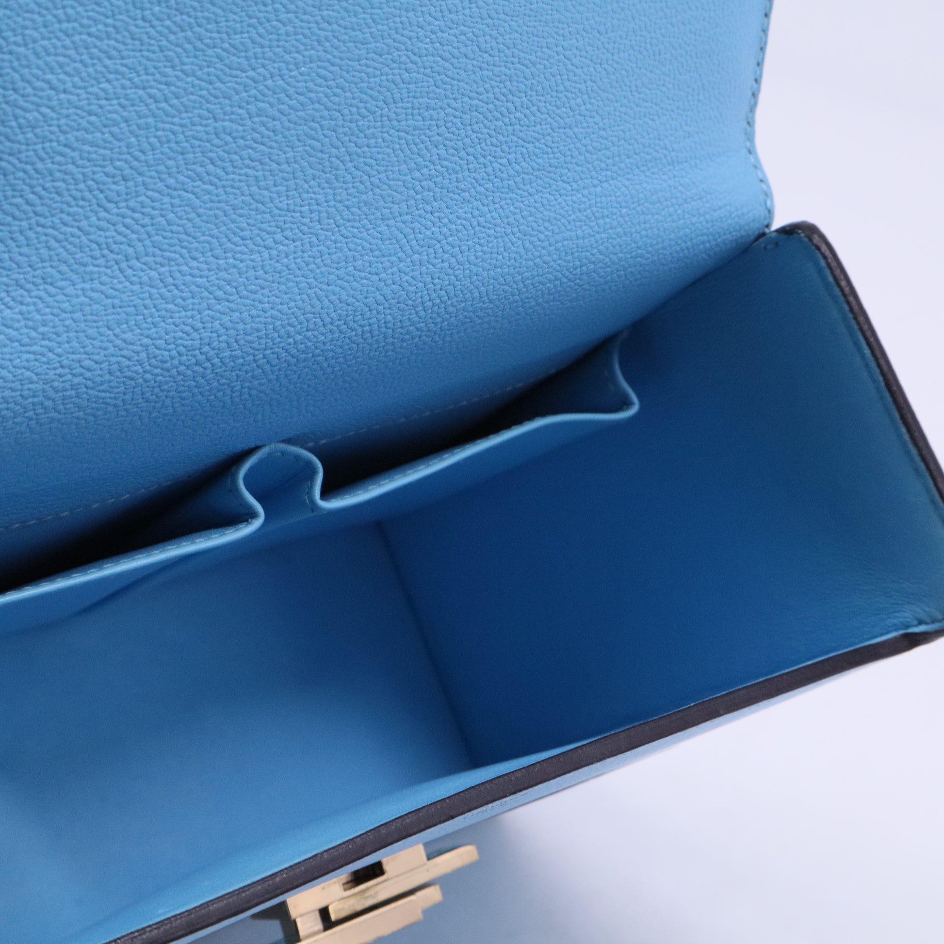 Hermes Candy Blue Leather Cinhetic Top Handle Boxy Bag b20442