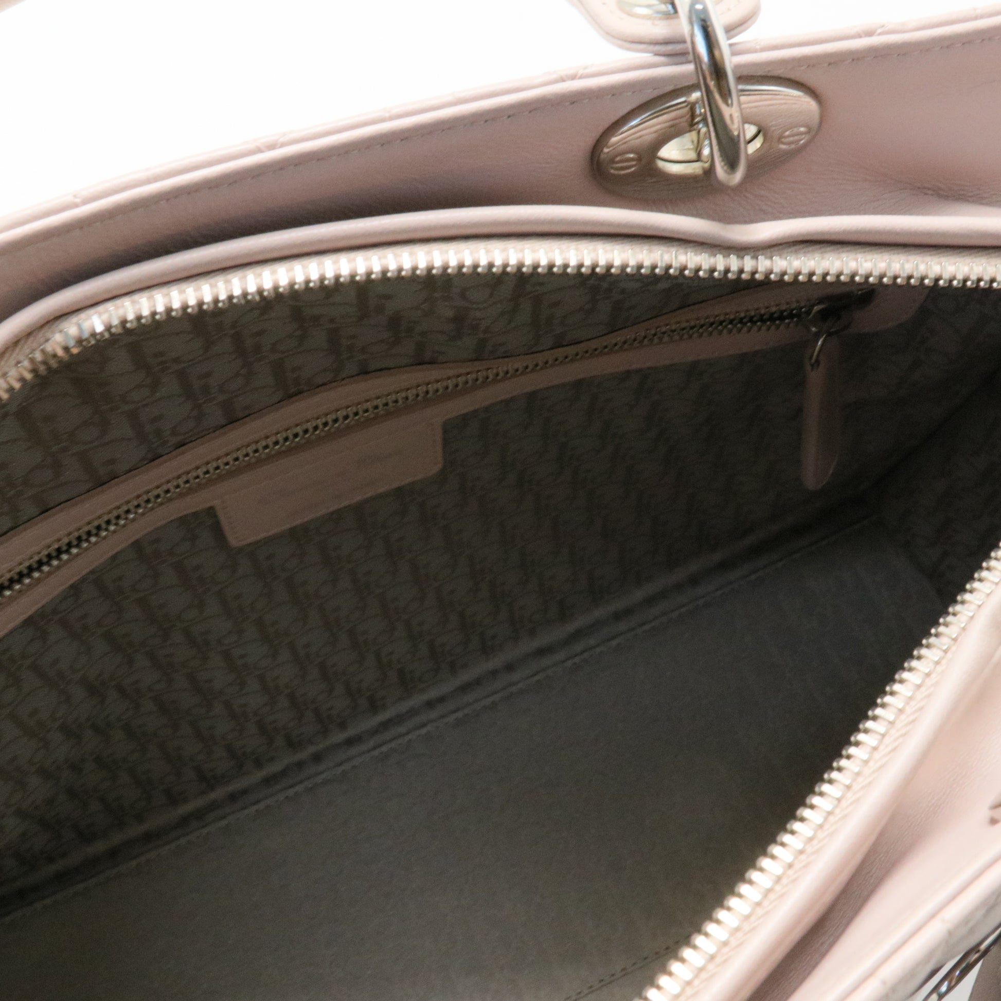 Lady Dior Large Handbag in Grey Cannage Leather