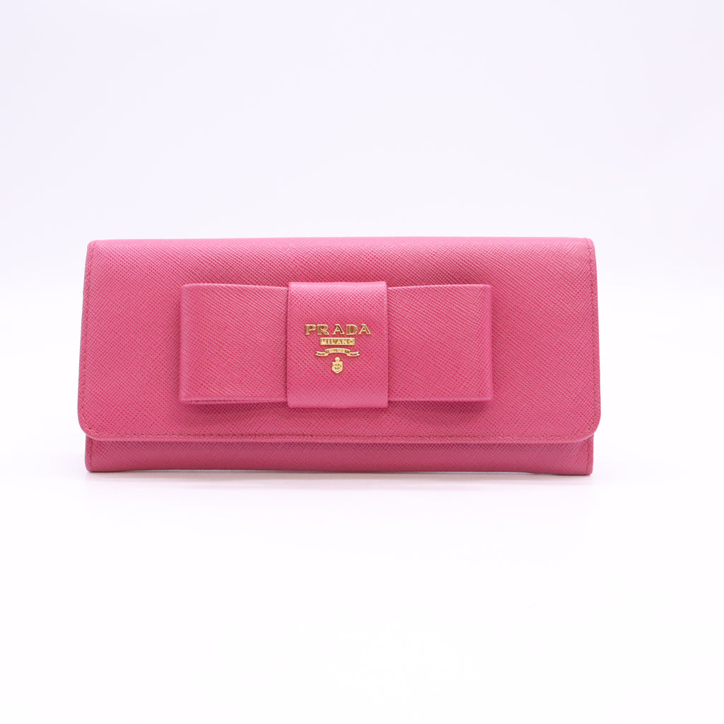 Saffiano Fiocco Continental Bow Wallet Peonia