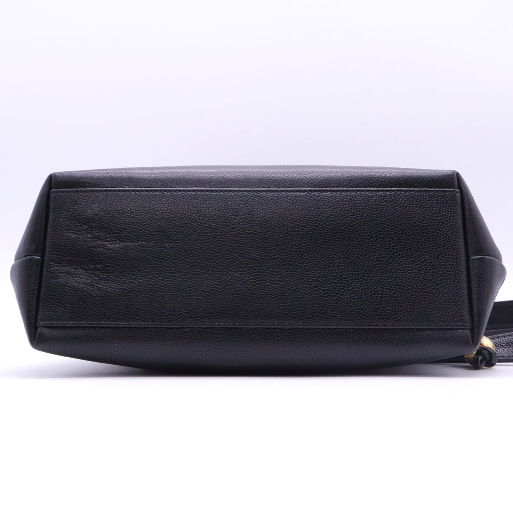 Black Caviar Leather Vintage Timeless Shoulder Tote