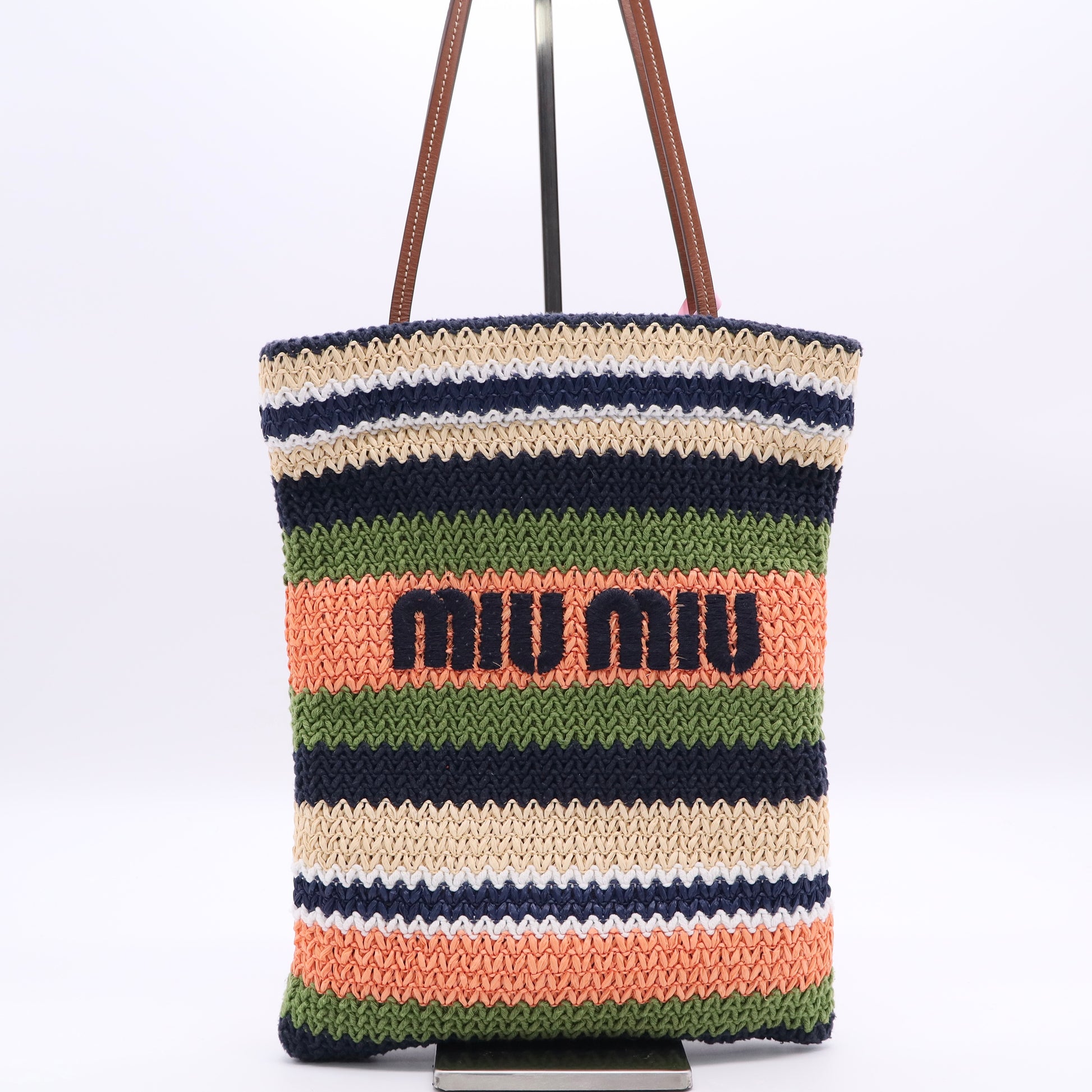Miu Miu Multicolor Woven Raffia and Crochet Fabric Twins LDJ2511