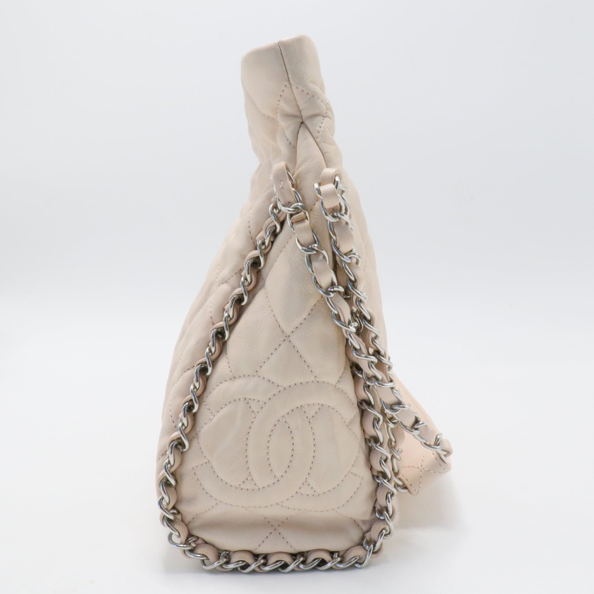 Glazed Calfskin Quilted Large Chain Me Hobo Bag