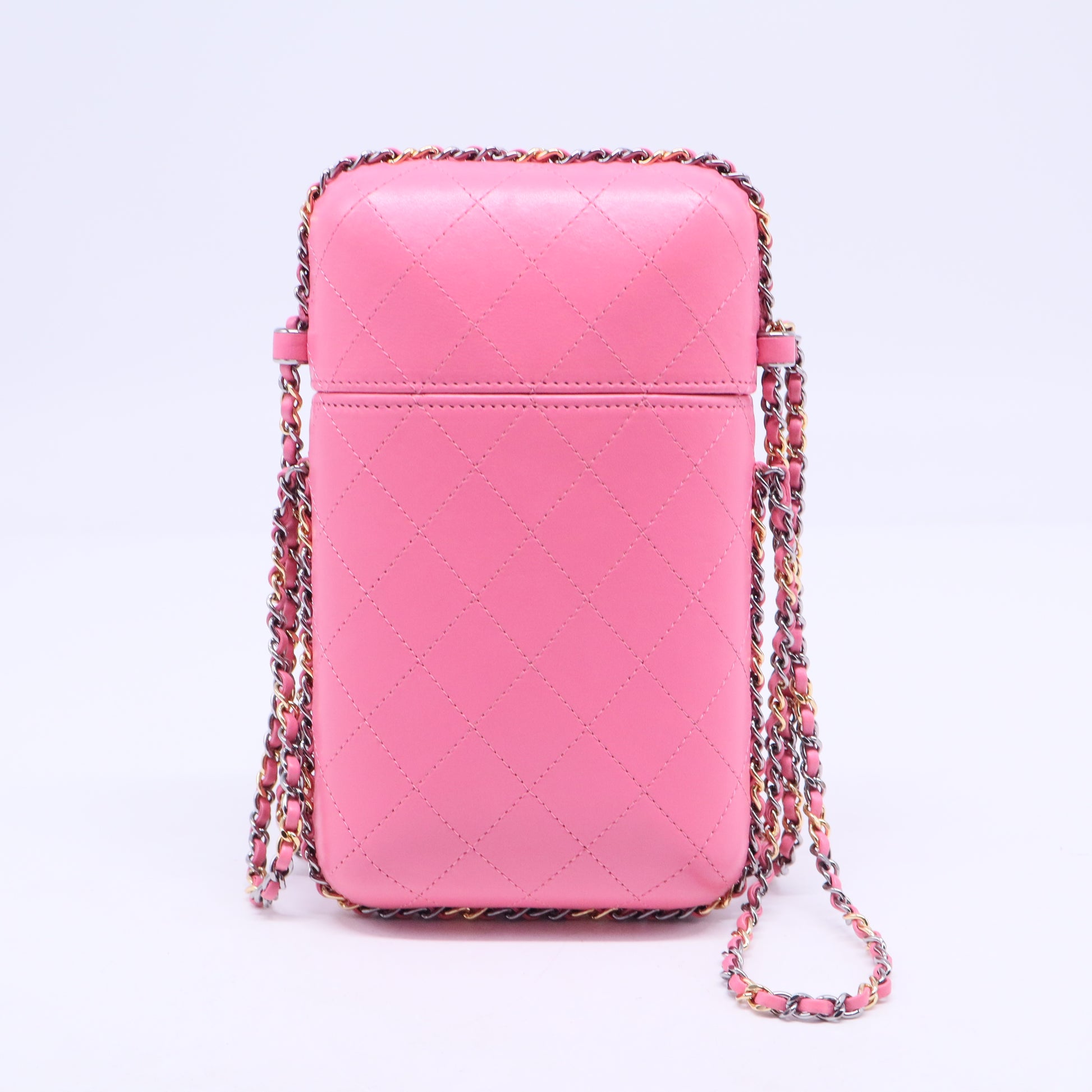 Lambskin Quilted Chain Around Phone Holder Pink Sold Out B20599