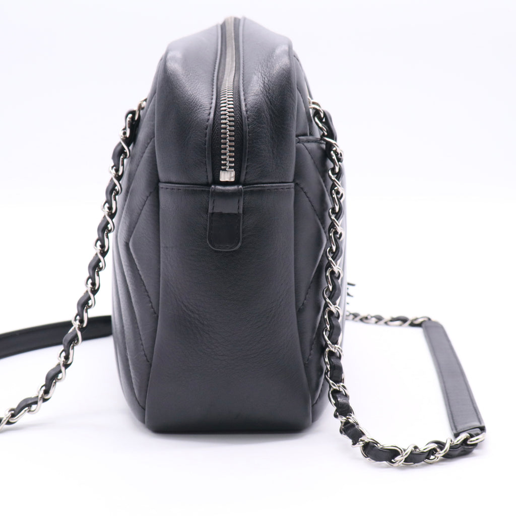 Chanel CC Tassel Camera Bag Diagonal Chevron Calfskin Twins LDJ2522