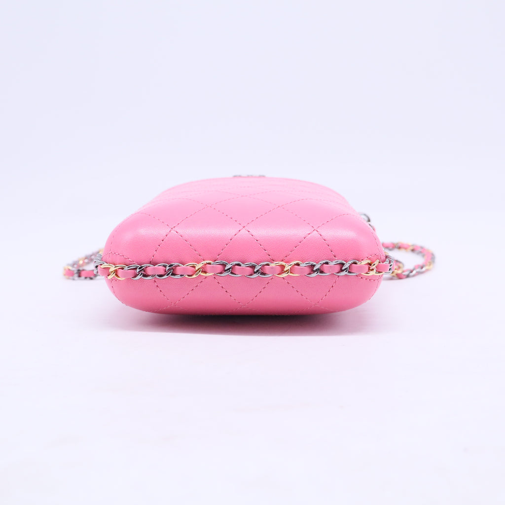 Lambskin Quilted Chain Around Phone Holder Pink Sold Out B20599