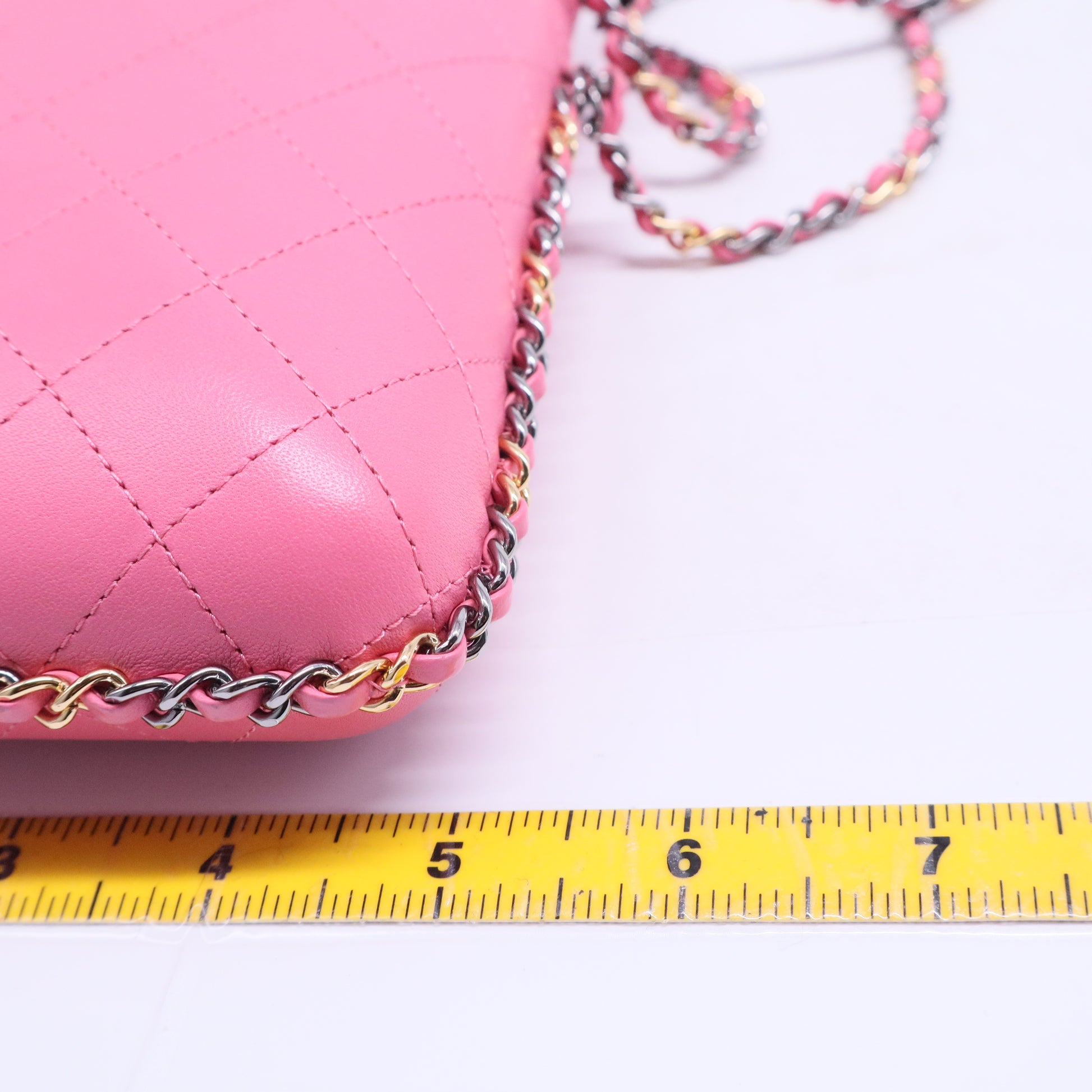 Lambskin Quilted Chain Around Phone Holder Pink Sold Out B20599
