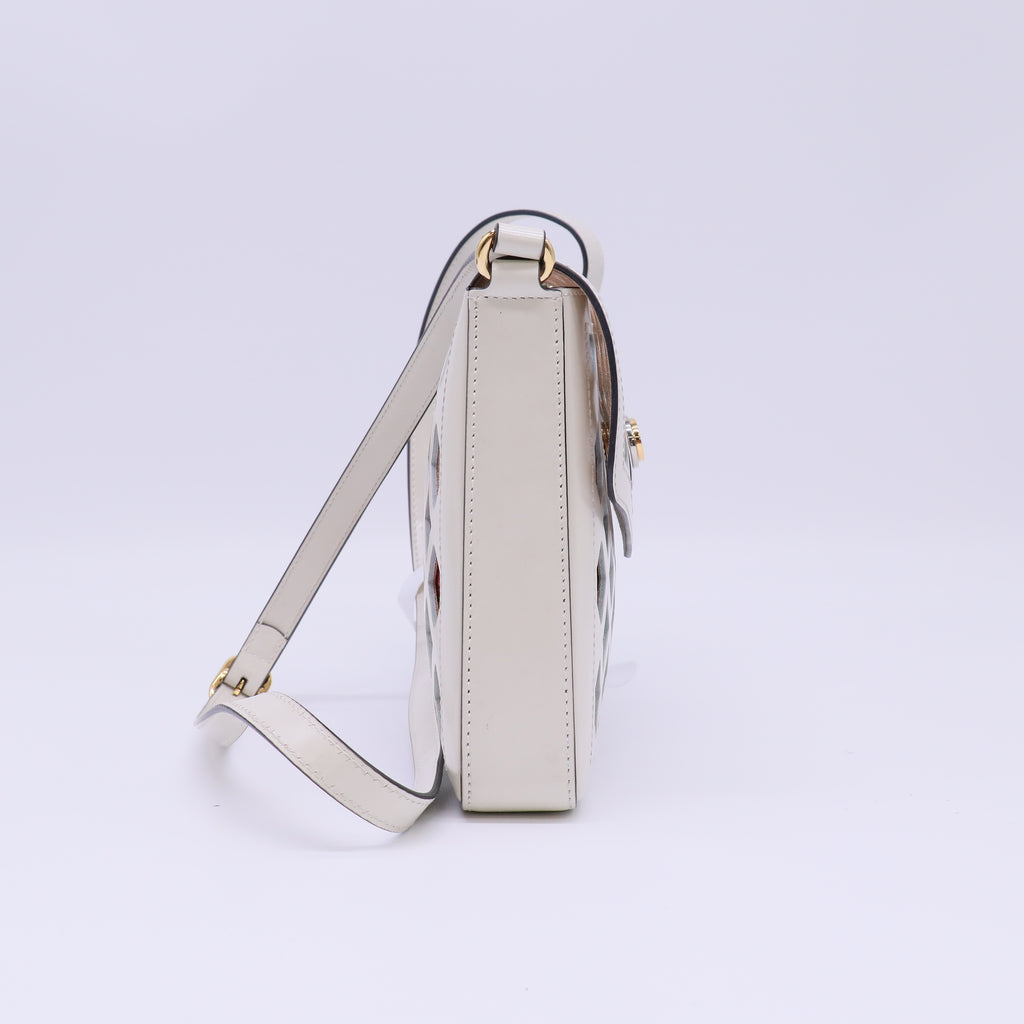Gucci Medium Traforata Leather Cutout Flora Flap Shoulder Bag Twins B22761