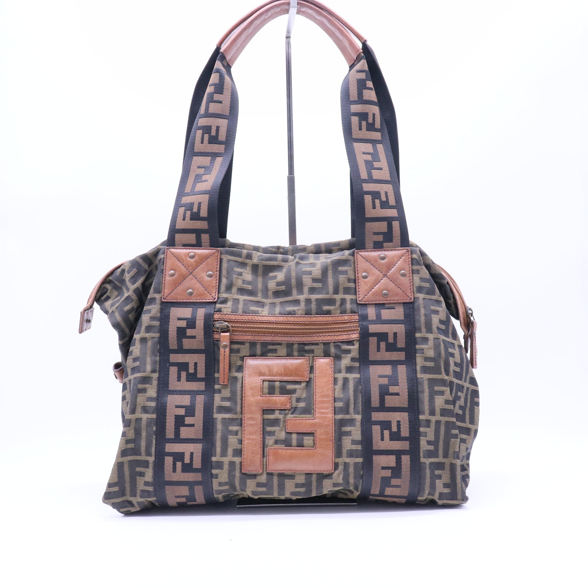 Zucca Vitello Patchwork Shoulder Bag Tobacco Sabbia B21471