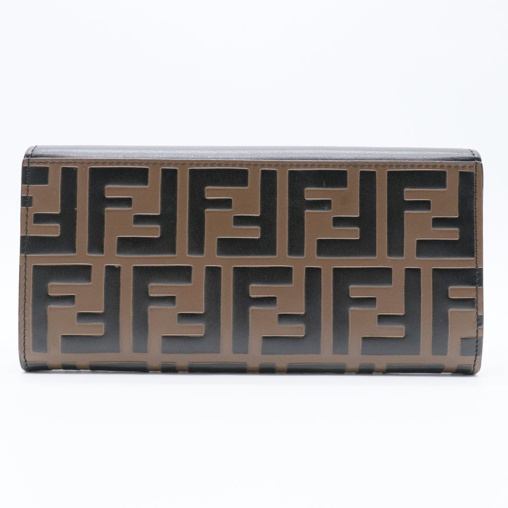Vitello Cruise F is Fendi Bi-Color FF 1974 Embossed Continental Envelope Wallet Maya Black