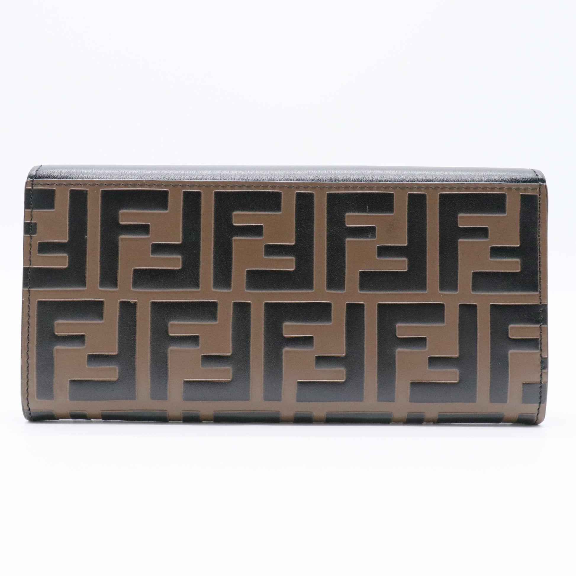 Vitello Cruise F is Fendi Bi-Color FF 1974 Embossed Continental Envelope Wallet Maya Black