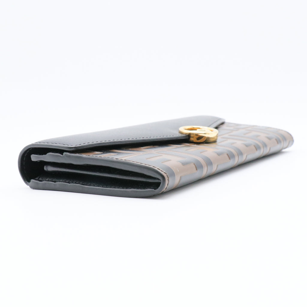 Vitello Cruise F is Fendi Bi-Color FF 1974 Embossed Continental Envelope Wallet Maya Black