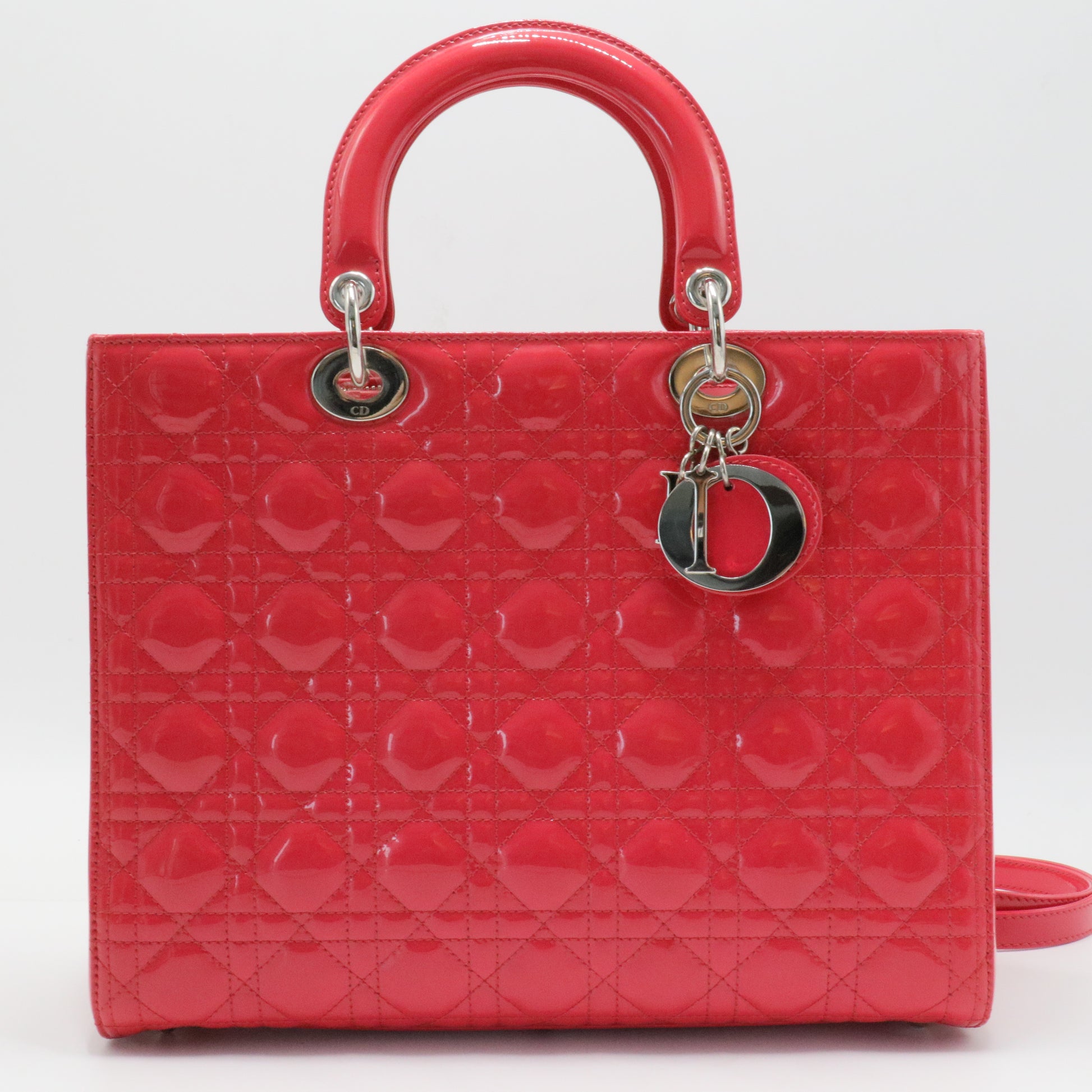 Lady Dior Bag Cannage Quilt Patent Large