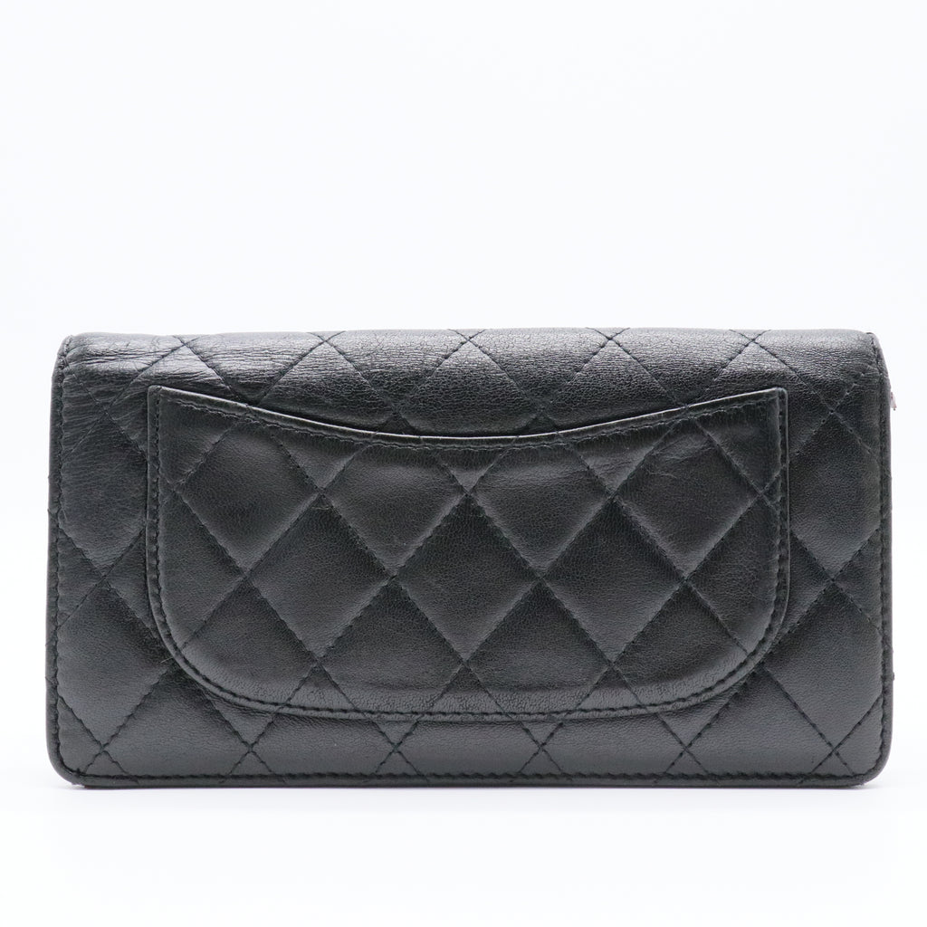 Lambskin Quilted Yen Wallet Black