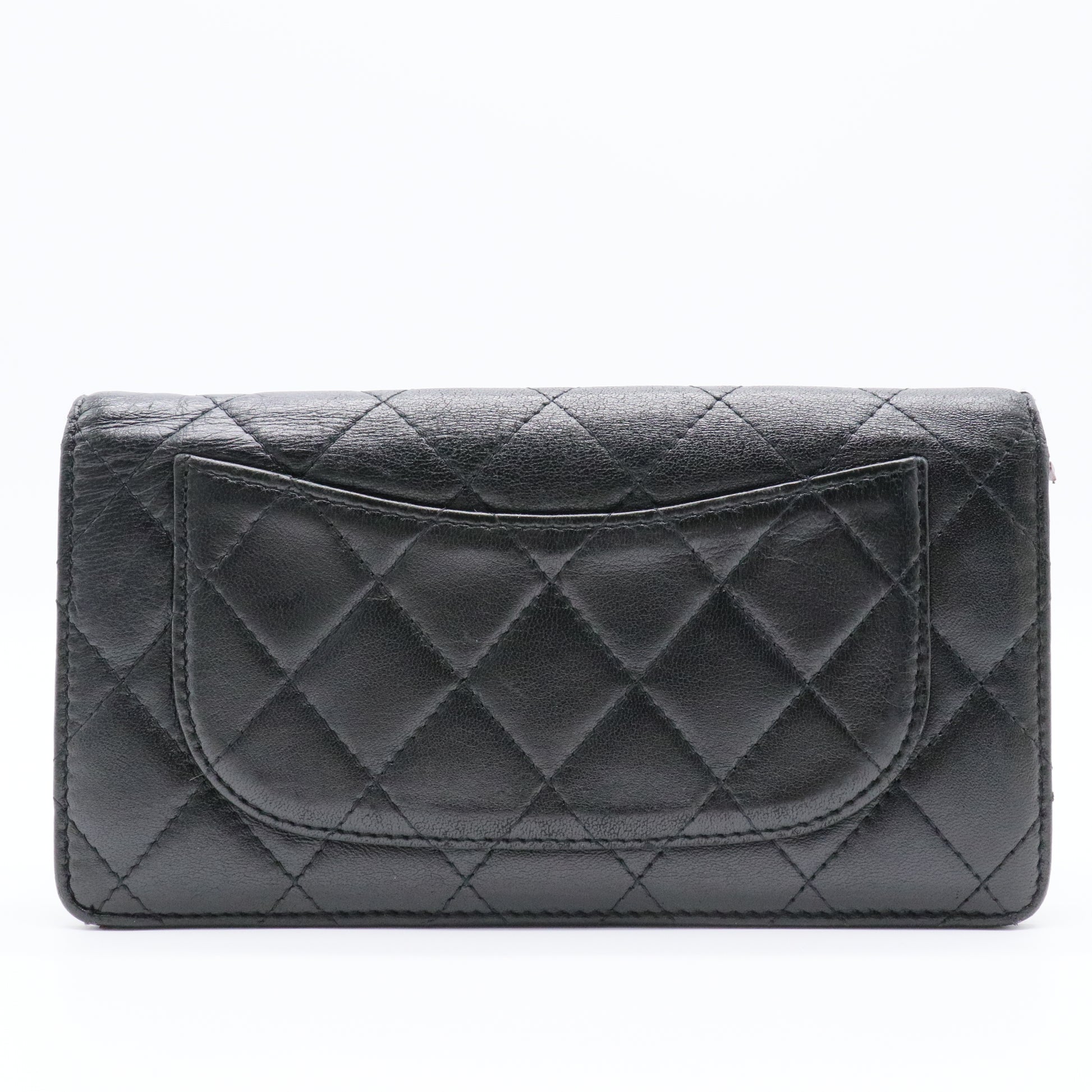 Lambskin Quilted Yen Wallet Black