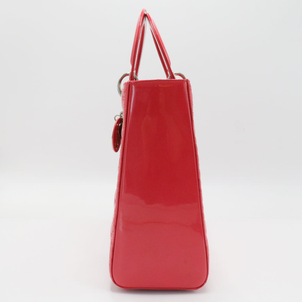 Lady Dior Bag Cannage Quilt Patent Large