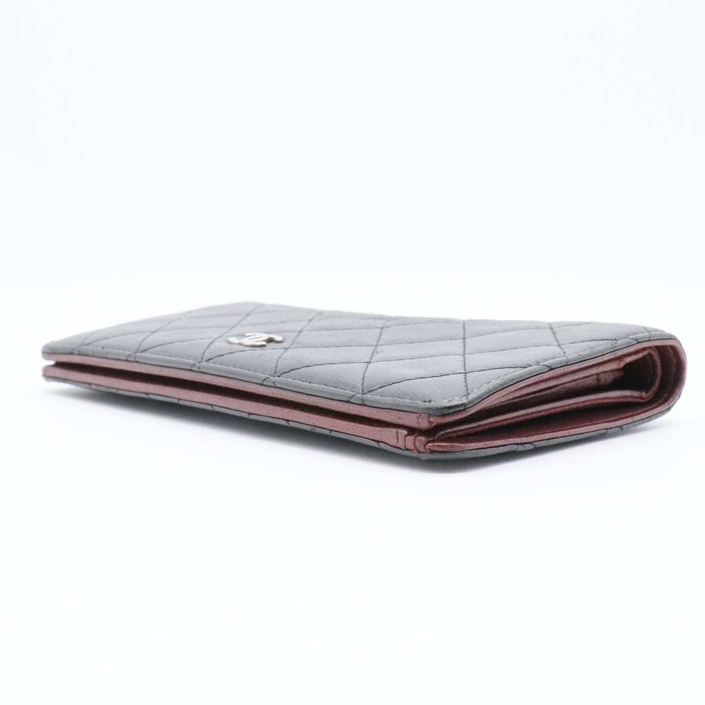 Lambskin Quilted Yen Wallet Black