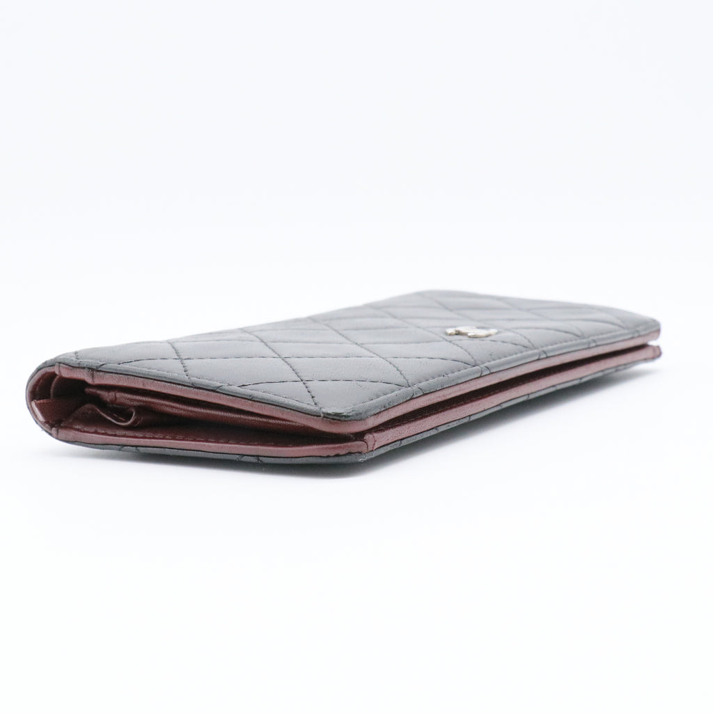 Lambskin Quilted Yen Wallet Black
