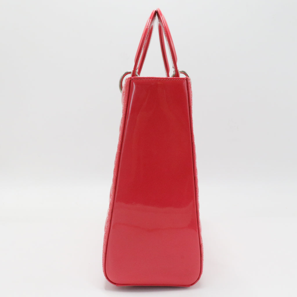 Lady Dior Bag Cannage Quilt Patent Large