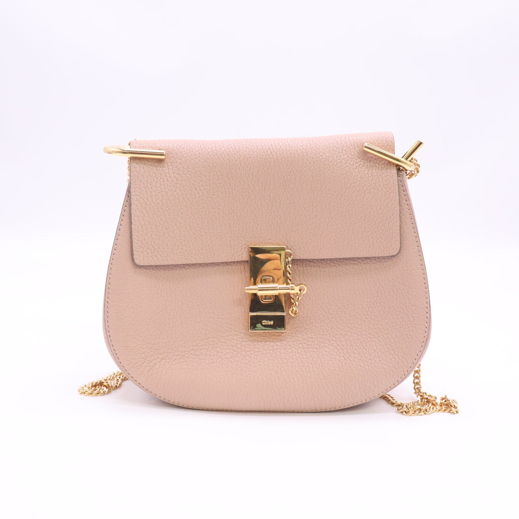 Abstract White Pebbled Leather Small Drew Bag B24593