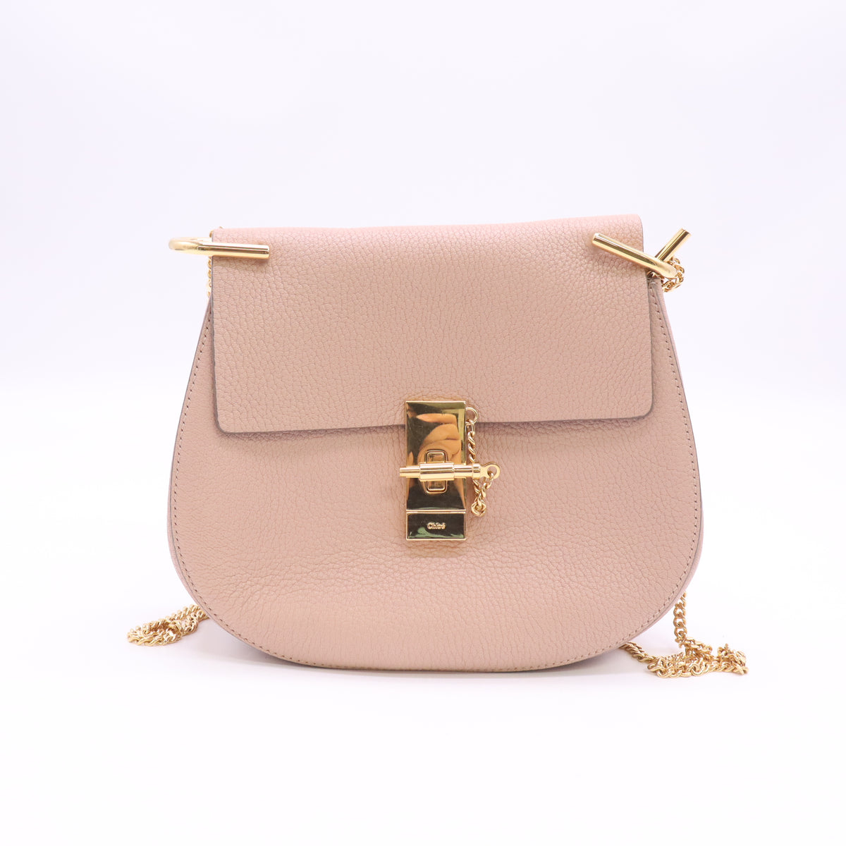 Abstract White Pebbled Leather Small Drew Bag B24593