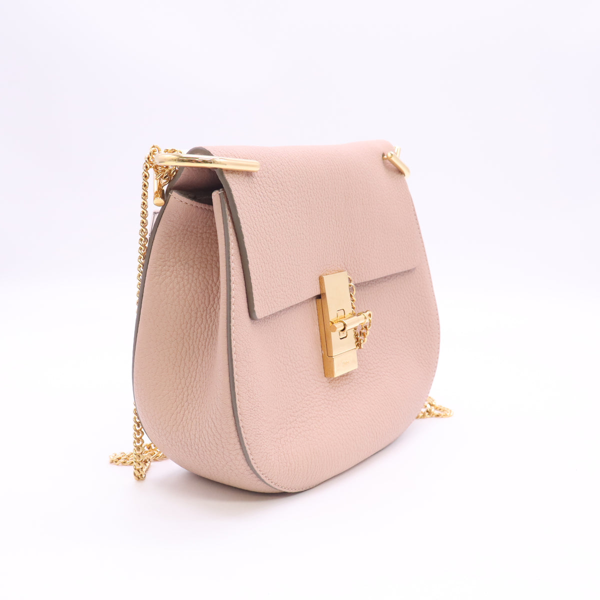 Abstract White Pebbled Leather Small Drew Bag B24593