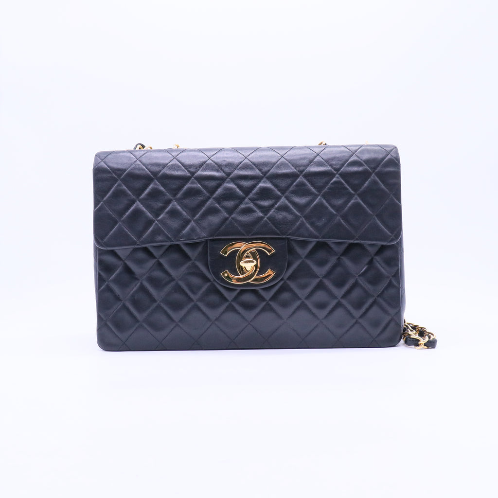Black Lambskin Maxi Vintage Flap Bag B21578