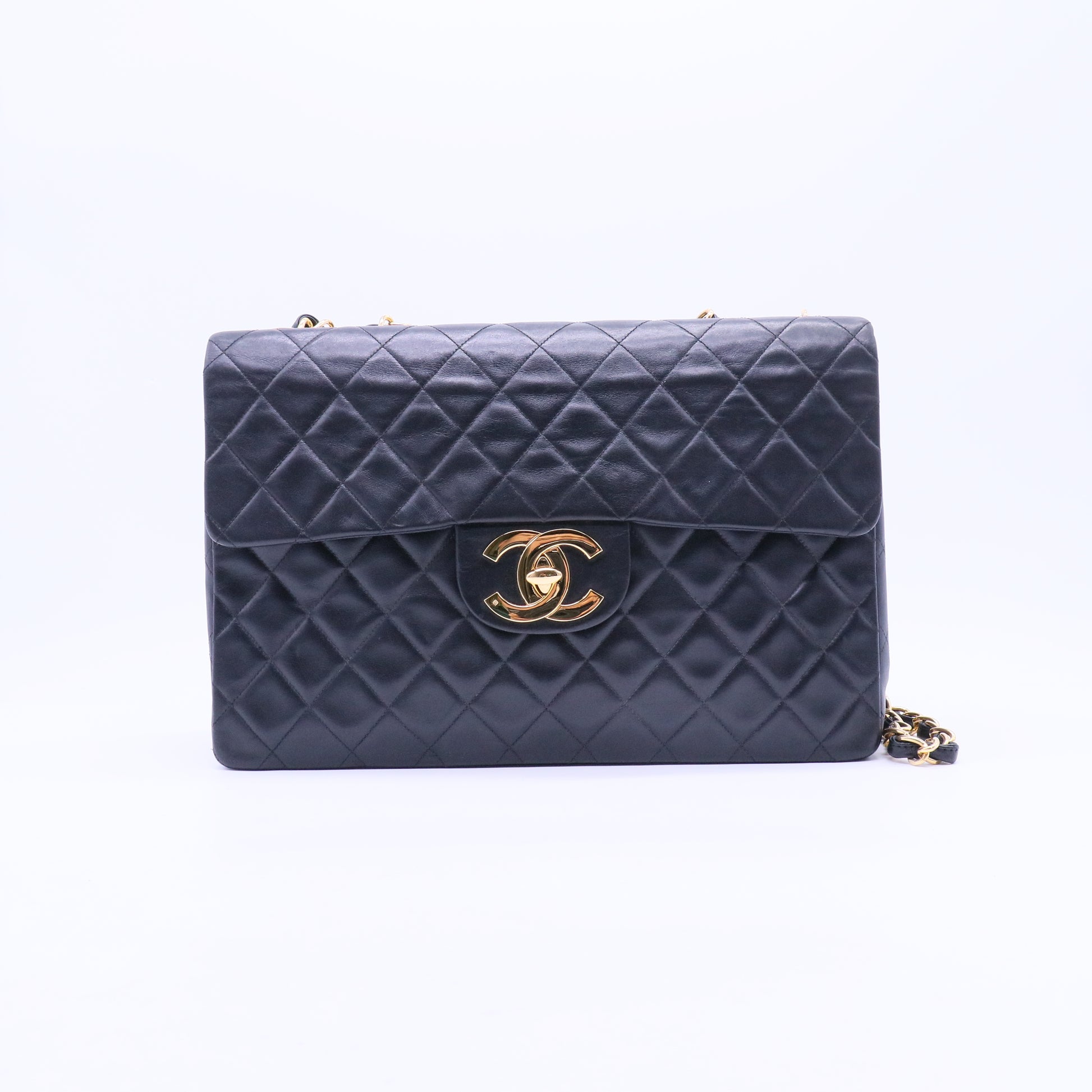 Black Lambskin Maxi Vintage Flap Bag B21578