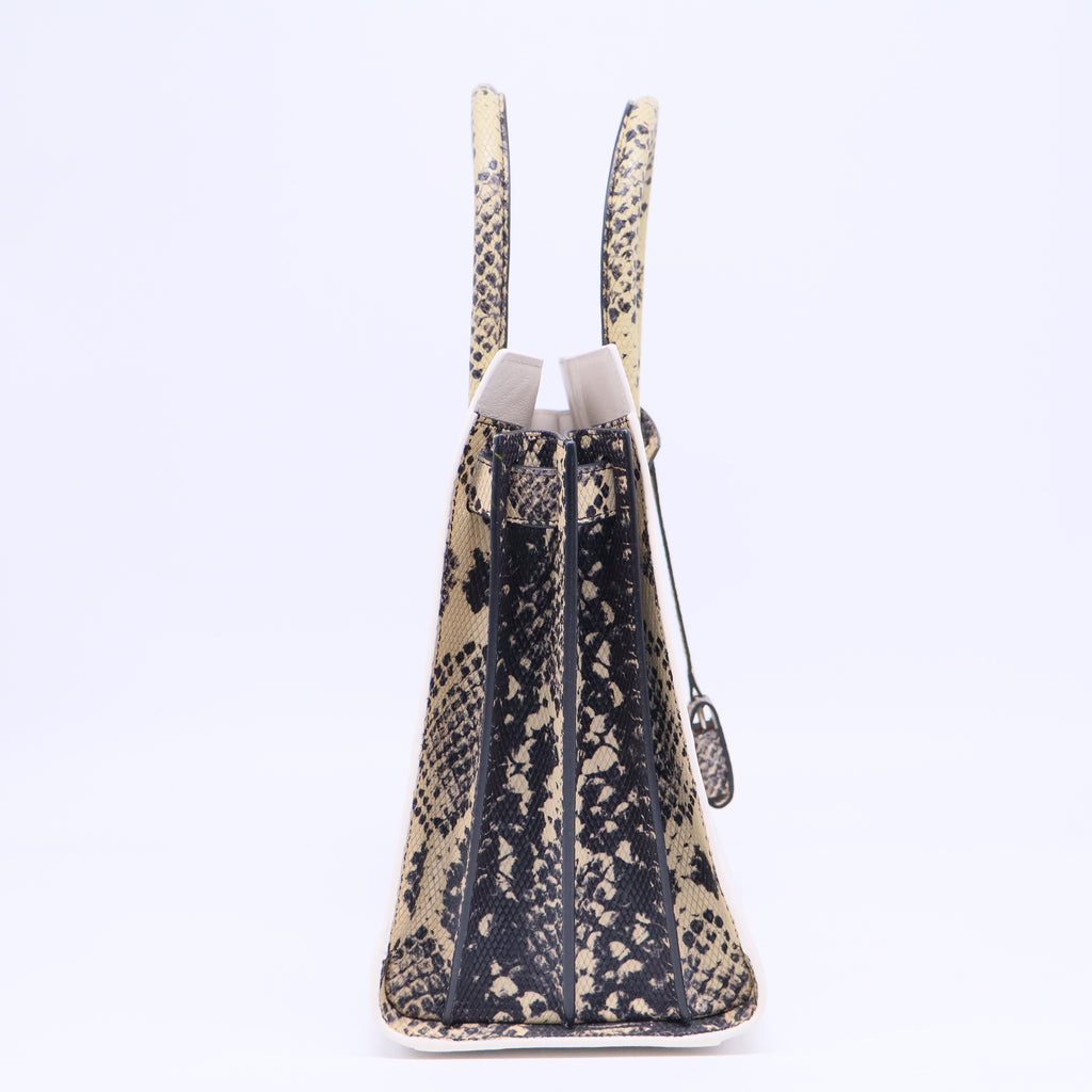 Saint Laurent White Leather & Grey Python Trim Baby Sac De Jour Bag Twins B20481