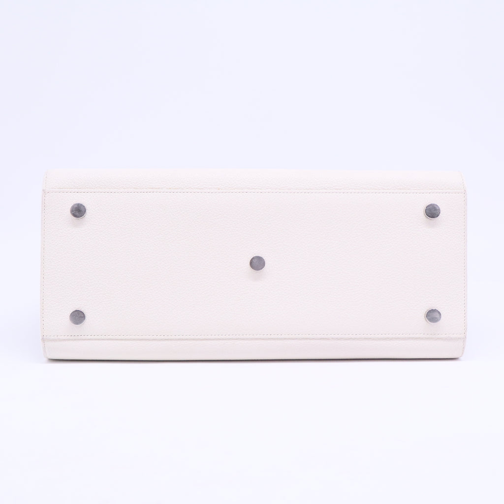 Saint Laurent White Leather & Grey Python Trim Baby Sac De Jour Bag Twins B20481