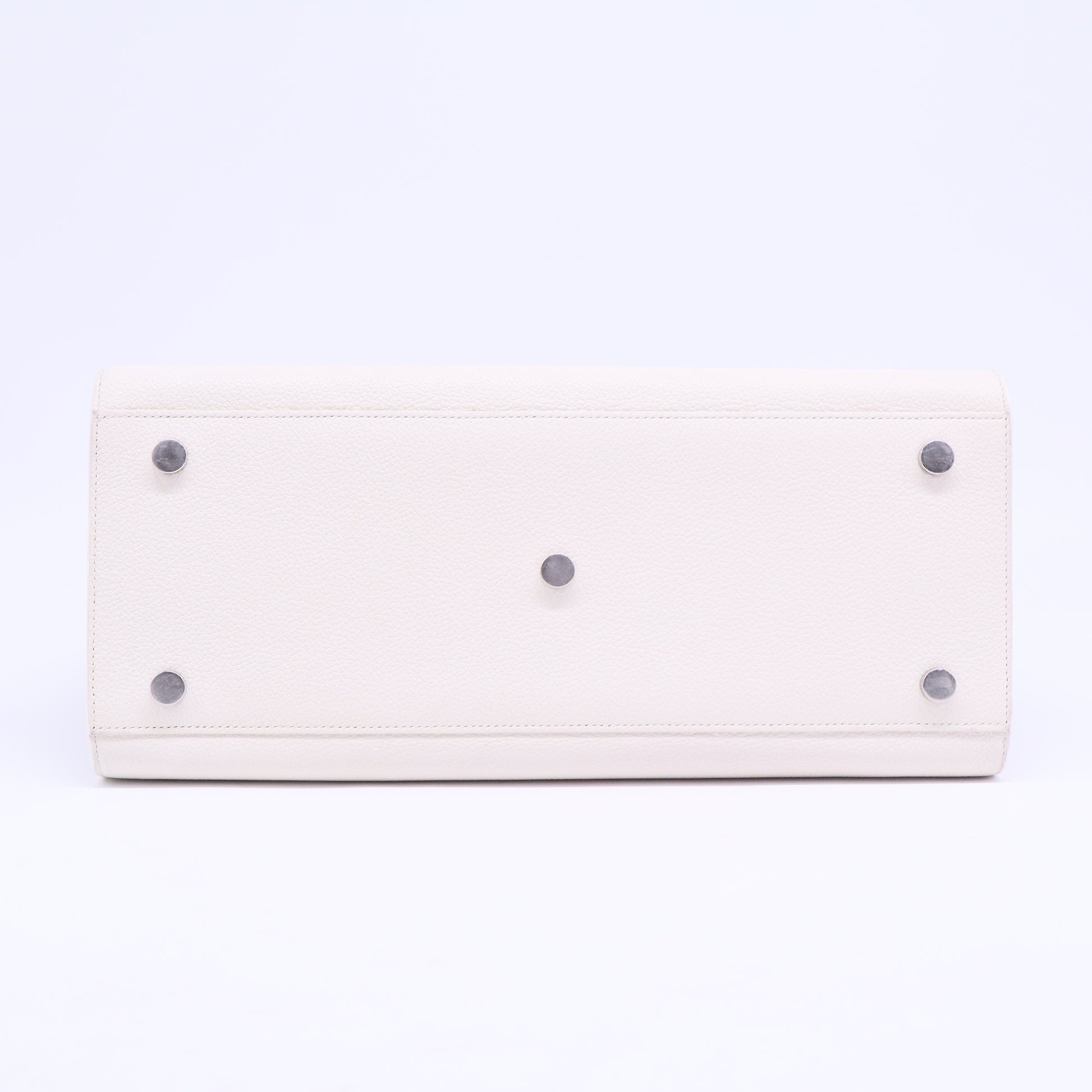 Saint Laurent White Leather & Grey Python Trim Baby Sac De Jour Bag Twins B20481