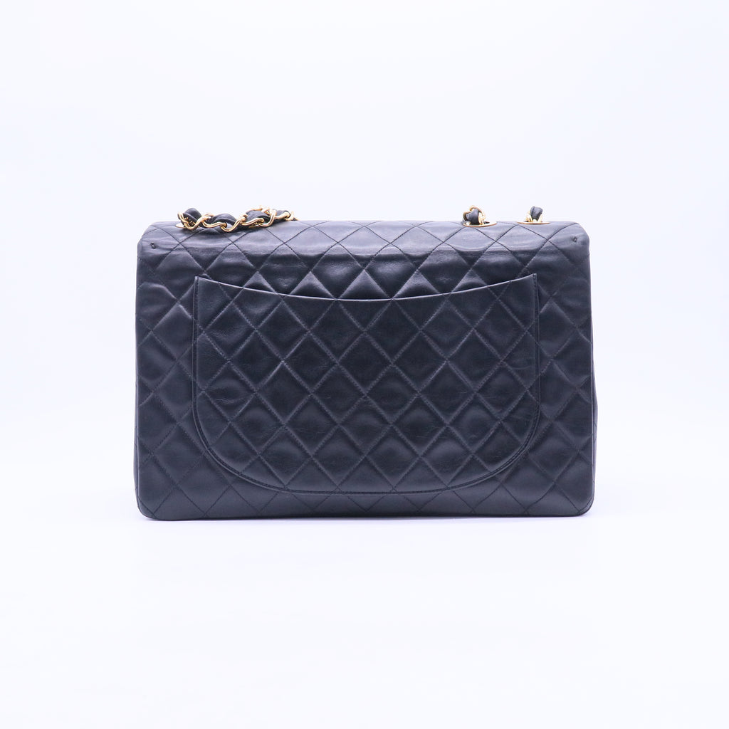 Black Lambskin Maxi Vintage Flap Bag B21578
